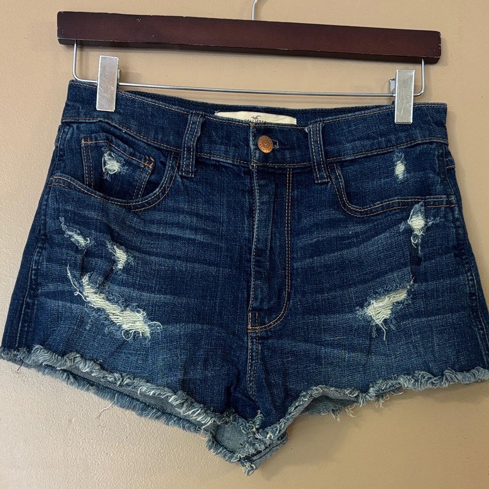 Hollister Dark Blue Distressed Jean Shorts size 3